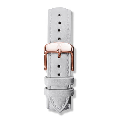 White Leather Strap Rose Gold - Roy Amber