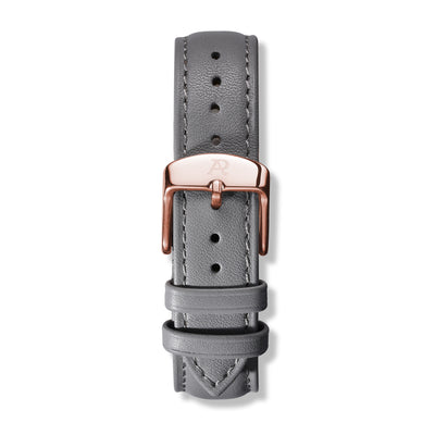 Grey Leather Strap Rose Gold - Roy Amber