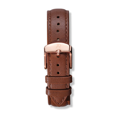 Brown Leather Strap Rose Gold - Roy Amber