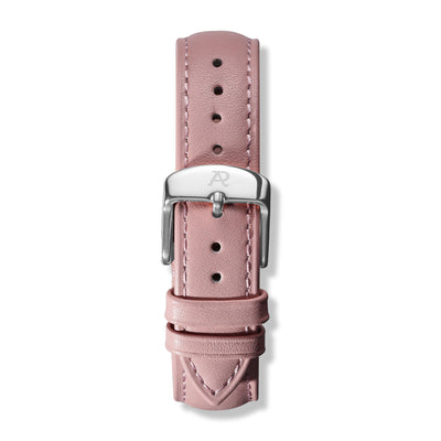 Pink Leather Strap Silver - Roy Amber